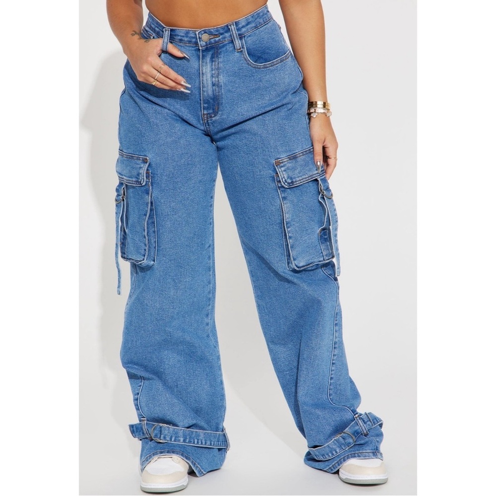 “Love Hurts” Ankle Strap Cargo Jeans